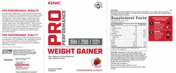 Label for Weight Gainer Strawberries & Cream
