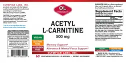 Label for Acetyl L-Carnitine 500 mg