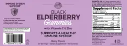 Label for Black Elderberry Gummies Berry Flavor