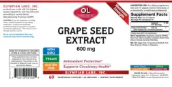 Label for Grape Seed Extract 600 mg