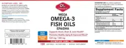 Label for Mega Omega-3 Fish Oils 530 mg / 340 mg