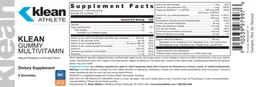 Label for Klean Gummy Multivitamin Natural Raspberry-Lemonade Flavor