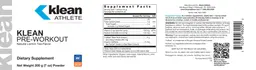 Label for Klean Pre-Workout Natural Lemon Tea Flavor