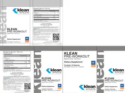 Label for Klean Pre-Workout Natural Lemon Tea Flavor