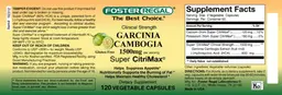 Label for Garcinia Cambogia 1500 mg