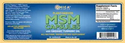 Label for Plant-Derived MSM Capsules With Organic Turmeric Oil