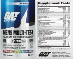 Label for Mens Multi + Test