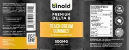 Label for Premium Delta 8 25 mg Peach Dream Gummies