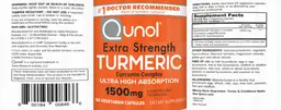 Label for Extra Strength Turmeric Curcumin Complex 1500 mg