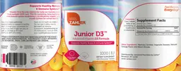 Label for Junior D3 1000 IU Chewable - Orange Flavor