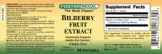 Label for Bilberry Fruit Extract
