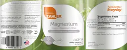 Label for Magnesium 200 mg