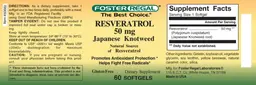Label for Resveratrol 50 mg
