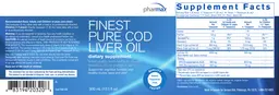 Label for Finest Pure Cod Liver Oil