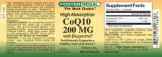 Label for CoQ10 200 mg with BioPerine