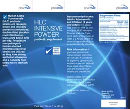 Label for HLC Intensive Powder