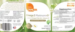 Label for Omega 3 Platinum + D 2000 mg
