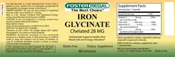 Label for Iron Glycinate Chelated 28 mg