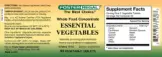 Label for Essential Vegetables