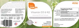 Label for Vitamin D3 & K2 Peach Apricot Flavor