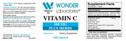 Label for Vitamin C 500 mg plus Herbs