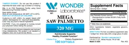 Label for Mega Saw Palmetto 320 mg