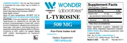 Label for L-Tyrosine 500 mg