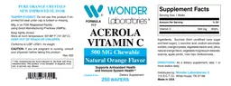 Label for Acerola Vitamin C 500 mg Chewable Natural Orange Flavor