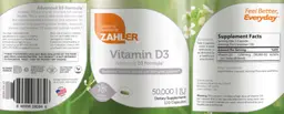 Label for Vitamin D3 50,000 IU