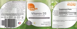 Label for Vitamin D3 10,000 IU