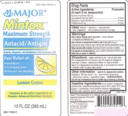Label for Mintox Maximum Strength Lemon Creme