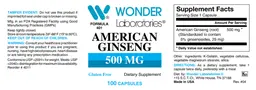 Label for American Ginseng 500 mg