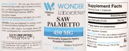 Label for Saw Palmetto 450 mg