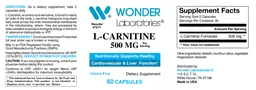Label for L-Carnitine 500 mg