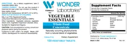 Label for Vegetable Essentials