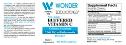 Label for Non-Acidic Buffered Vitamin C Powder