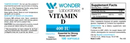 Label for Vitamin D 400 IU