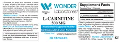 Label for L-Carnitine 500 mg