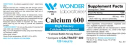 Label for Calcium 600