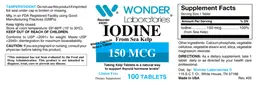 Label for Iodine from Sea Kelp 150 mcg