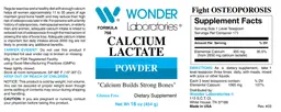 Label for Calcium Lactate Powder