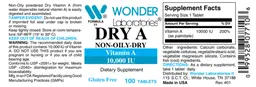 Label for Dry A Vitamin A 10,000 IU