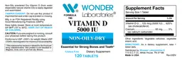 Label for Vitamin D 5000 IU