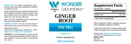 Label for Ginger Root 550 mg