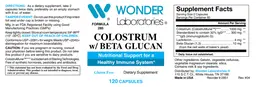 Label for Colostrum w/ Beta Glucan