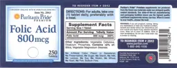 Label for Folic Acid 800 mcg