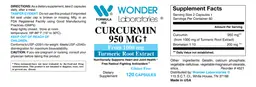 Label for Curcurmin 950 mg