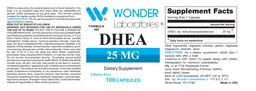 Label for DHEA 25 mg
