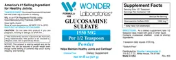 Label for Glucosamine Sulfate 1550 mg
