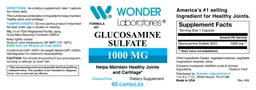 Label for Glucosamine Sulfate 1000 mg